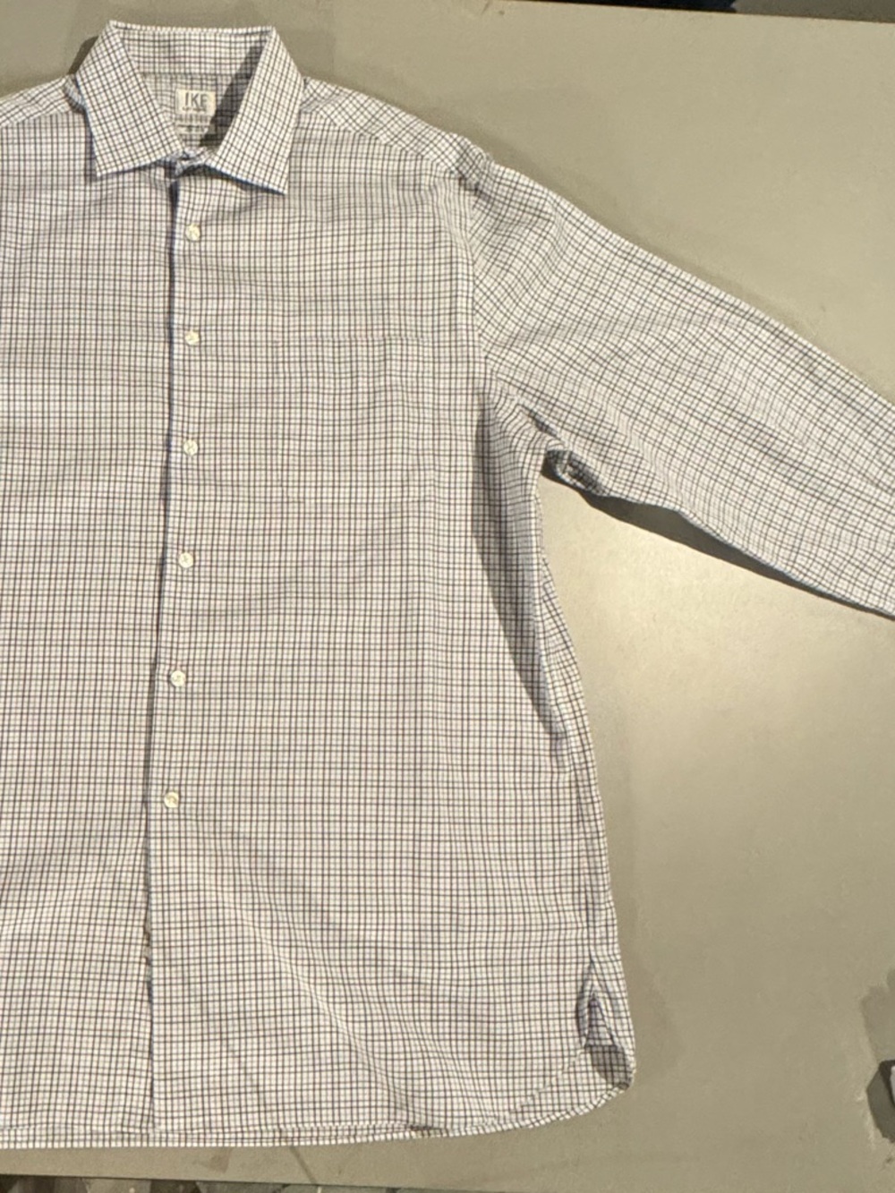 Ike Behar Light Blue and White Checked Dress Shirt